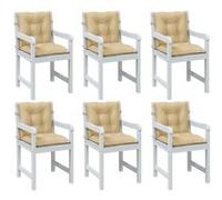 vidaXL Coussins de chaise à dossier bas lot de 6 beige mélangé tissu