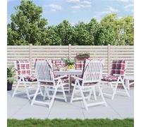 vidaXL Lot de 6 Coussins de Chaise à Dossier Bas, Galette de Siège Imperméable, Coussin d'Extérieur Anti-Glissement Jardin Terrasse, Motif Carreaux Rouge