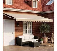vidaXL Store à bras articulés manuel avec LED, beige et blanc, 4 x 3 m