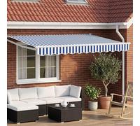 vidaXL Store à bras articulés manuel avec LED bleues et blanches, 3,5 x 2 m