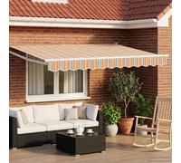 vidaXL Store à bras articulés manuel avec LED bleues, orange et blanches, 3 x 2,5 m