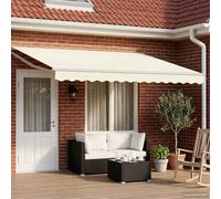 vidaXL Store à bras articulés manuel avec LED, crème et blanc, 4,5 × 3 m