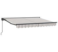 vidaXL Store à enroulement manuel Gris clair et blanc 5 x 3,5 m