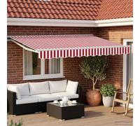 vidaXL Store à enroulement manuel rouge et blanc 3 x 2,5 m