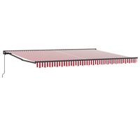 vidaXL Store à enroulement manuel rouge et blanc 4 × 3,5 m