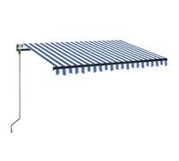 vidaXL Store automatique avec capteur de vent LED 350 x 250 cm Bleu Blanc