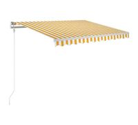 vidaXL Store automatique avec LED & capteur de vent 300x250 cm Jaune/Blanc