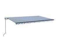 vidaXL Store automatique avec LED & capteur de vent 500x350 cm bleu blanc