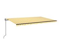 vidaXL Store automatique 500x350 cm avec LED et capteur de vent Jaune/Blanc