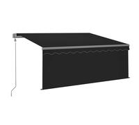 vidaXL Store automatique avec rouleau LED Capteur de vent 3,5 x 2,5 m Anthracite