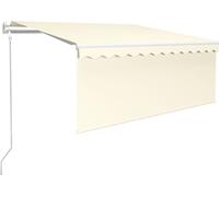 vidaXL Store automatique avec rouleau LED Capteur de vent 3,5 x 2,5 m Crème