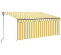 vidaXL Store automatique avec rouleau LED Capteur de vent 3,5 x 2,5 m Jaune Blanc