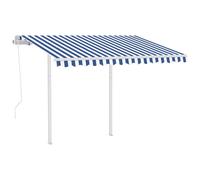 vidaXL Store automatique rétractable avec poteaux 3,5x2,5 m bleu blanc