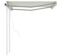 vidaXL Store automatique rétractable avec poteaux 3,5x2,5 m Crème