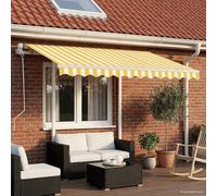 vidaXL Store automatique rétractable avec poteaux 3,5x2,5m jaune blanc