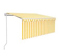 vidaXL Store automatique rétractable avec volant 3,5x2,5 m jaune & blanc