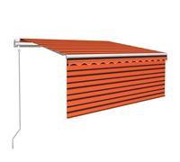 vidaXL Store automatique rétractable avec volant 3,5x2,5m Orange Marron
