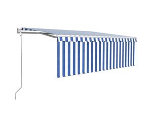 vidaXL Store Automatiquement Réctractable avec Volant 4,5x3 m Bleu et Blanc