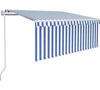 vidaXL Store Automatiquement Rentrant avec Volant 3,5x2,5 m Bleu & Blanc