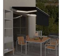 vidaXL Store automatique avec rouleau LED Capteur de vent 3,5 x 2,5 m Anthracite