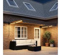 vidaXL Store à bras articulés manuel LED 100% polyester aluminium Taupe