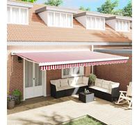 vidaXL Store banne rétractable rouge et blanc 500 x 300 cm en tissu et métal