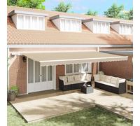 vidaXL Store banne télescopique beige 600 x 350 cm en tissu et aluminium