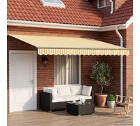 vidaXL, store enroulable jaune et blanc, 4 x 2 mètres, polyester et métal