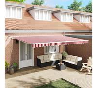vidaXL, store enroulable rouge et blanc, 500 x 300 cm, polyester