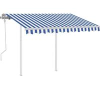 vidaXL Store manuel rétractable avec poteaux 3,5x2,5 m bleu & blanc