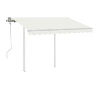 vidaXL Store manuel rétractable avec poteaux 3x2,5 m Crème