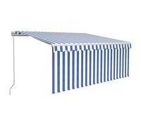 vidaXL Store manuel rétractable avec store & LED 3x2,5m bleu & blanc