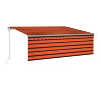 vidaXL Store rétractable automatique avec volant 4x3m Orange et brun