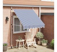 vidaXL Store rétractable manuel 200 cm bleu/blanc rayé