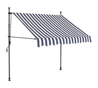 vidaXL Store rétractable manuel avec LED 150 cm bleu et blanc