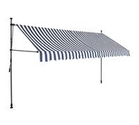 vidaXL Store rétractable manuel avec LED 400 cm bleu et blanc