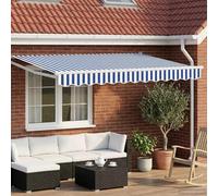 vidaXL Store rétractable manuel avec LEDs Bleu et Blanc 2,5 x 2 m