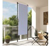 vidaXL Store roulant d'extérieur bleu et blanc 100x270 cm tissu acier 368764