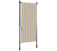 vidaXL Store Roulant d'extérieur Jaune et Blanc 120x270 cm Tissu Acier