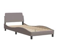 vidaXL Structure de lit avec tête de lit, sommier pour matelas, cadre de lit, meuble tapissé pour chambre, tissu gris taupe, 90 x 190 cm
