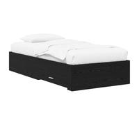vidaXL Structure de lit avec tiroir en chêne noir contreplaqué, base de lit moderne et minimaliste, design rectangulaire, bois ingénieur, solution peu encombrante