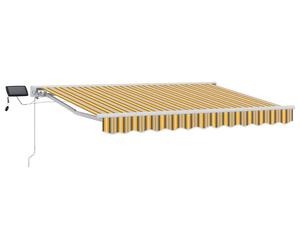 vidaXL Structure manuelle pour stores avec éclairage LED, jaune, gris et blanc, 3 x 2 mètres