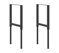 vidaXL Structures de Banc de Travail, Lot de 2, Extensibles 55x(69-95,5) cm, Métal Revêtu de Poudre, Noir, Hauteur Réglable, Style Industriel, pour Atelier à Domicile ou Table à Manger