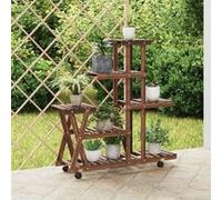 Support à fleurs avec roues 95x25x101 cm bois massif de sapin 362881