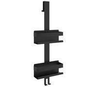 vidaXL Support de douche suspendu noir mat acier inoxydable 304 brossé