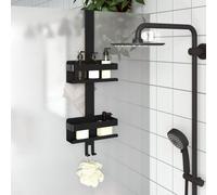 vidaXL Support de douche suspendu noir mat acier inoxydable 304 brossé