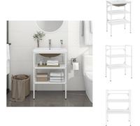 vidaXL Support de lavabo de salle de bain avec lavabo blanc fer - lavabos de salle de bain