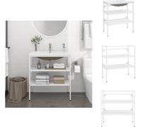 vidaXL Support de lavabo de salle de bain avec lavabo blanc fer - lavabos de salle de bain