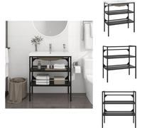 vidaXL Support de lavabo de salle de bain avec lavabo noir fer - lavabos de salle de bain