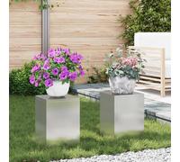 vidaXL Support de Plante 2 pcs Argent 24 x 24 x 35 cm Acier inoxydable